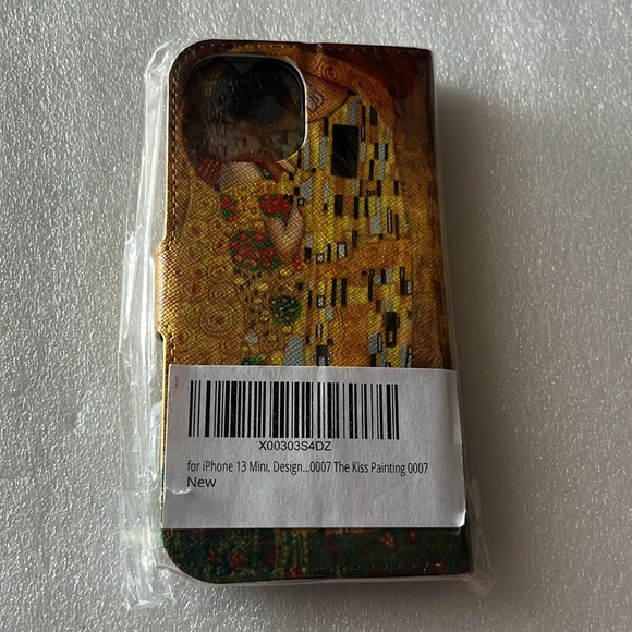 iPhone 13 Mini The Kiss Painting design phone case wallet New - Picture 2 of 6